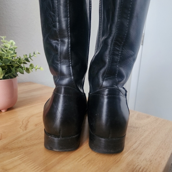 Frye Tab Tall Melissa Pull On Black Leather Riding Boots Size 7 Outdoor Casual - Picture 11 of 13